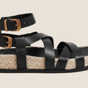 Per Una Raffia Platform Flatform Raffia Leather Dad Sandals size7.5 mens